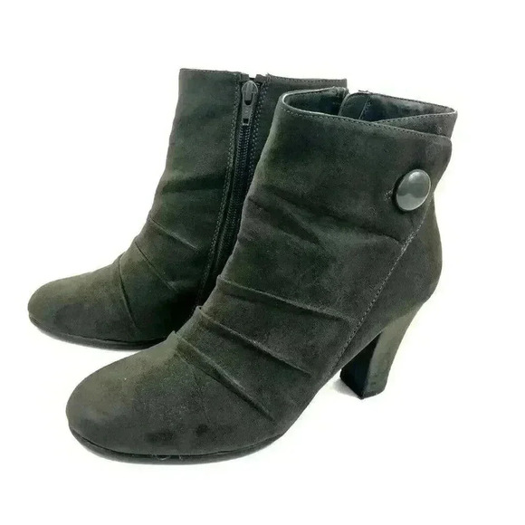 Gray Faux Suede Ankle Boots Size 7 M Round Toe Role Away Women's A2 Aerosoles - Picture 3 of 9
